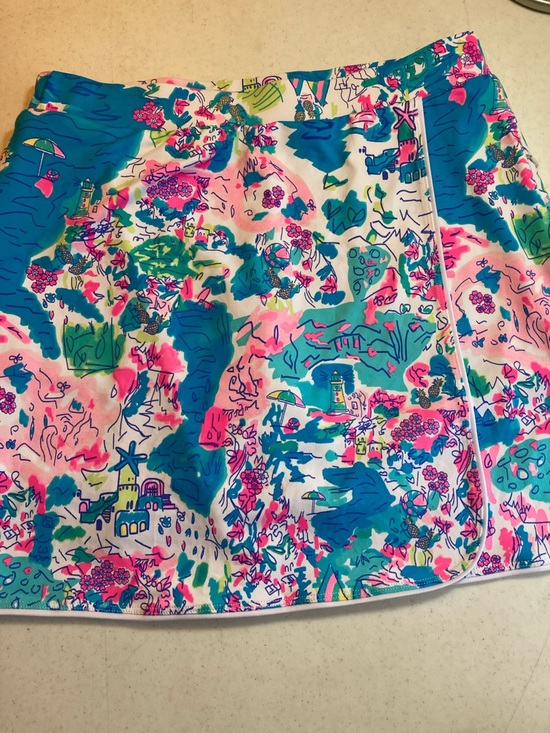 Lulu-B Pants - Lulu-B Coastal Floral Mini Skirt in Teal, Pink & White
